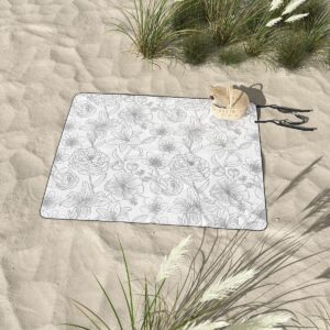 Emanuela Carratoni Line Art Floral Theme Picnic Blanket - Deny Designs