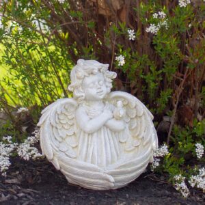 Northlight 9" Ivory Cherub Angel Bird Feeder Outdoor Garden Patio Statue