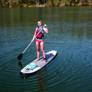 Bestway Inflatable Hydro-Force Wave Edge 10 Foot x 27 Foot Stand Up Paddle Board with Non-Slip Deck, SUP Accessories, Inflation Pump and Travel Bag
