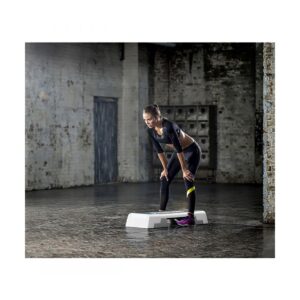 Reebok Adjustable Exercise Step Platform Home Gym Aerobic Workout Equipment with Guided Workout DVD, White/Blue