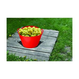 Little Giant FT11RED 11-Gallon Heavy-Duty Farm Bucket Rubber Flex Tub with Handles, Red
