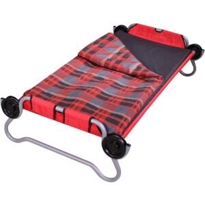 Disc-O-Bed Indoor & Outdoor Duvalay Luxury Memory Foam Sleeping Pad & Duvet Liner, Child Size, Lumberjack Red