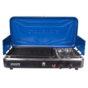 Stansport Propane Stove and Grill Combo Piezo Ignition Blue