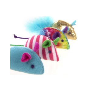 SmartyKat Skitter Mice Pride Plush Catnip Cat Toy - 4pk