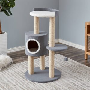 Two by Two Oak Cat Tower - Gray