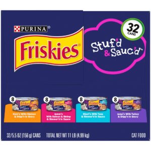 Friskies Stuf'd & Sauc'd Chicken Tuna Turkey Salmon & Shrimp Wet Cat Food - 5.5oz/32ct
