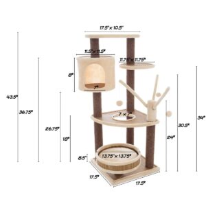 Pet Pal 6-Tier Cat Tree Tower with Cat Bed, Brown