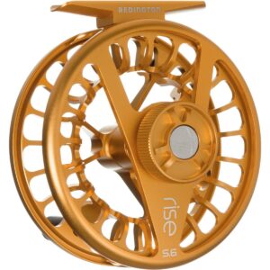Redington Rise Mighty Powerful Solid Ambidextrous Angler 7/8 Fly Fishing Reel with Protective Nylon Carry Case, Amber