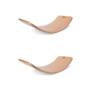Kinderfeets Original Kinderboard Versatile Waldorf Wooden Balance Board for Toddlers, Teens, and Adults, Natural (2 Pack)