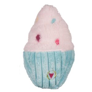 HuggleHounds HuggleHappy Birthday Plush Cupcakes Durable Toys for Dogs, 3 Count