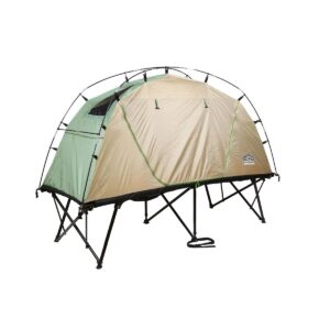 Kamp-Rite CTC Standard Compact Collapsible Portable Lightweight Outdoor Elevated Backpacking Camping Tent Cot, Green and Tan