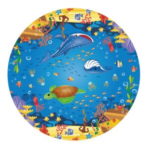 Summer Waves P1C008303 8 Foot Wide Quick Set Inflatable Top Ring Kiddie Swimming Pool with Deep Sea Ocean Life Graphics and 3D Goggles, Blue