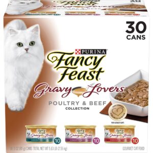 Purina Fancy Feast Gravy Lovers Poultry & Beef Collection Gourmet Wet Cat Food - 3oz/30ct Variety Pack