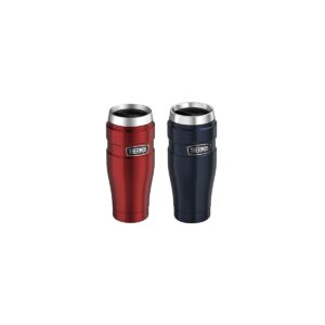 Genuine Thermos Brand Stainless King Vacuum Insulated Stainless Steel Travel Tumbler 16oz Pair (Cranberry and Midnight Blue)