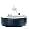 Intex 28409E PureSpa 6 Person Home Outdoor Inflatable Portable Heated Round Bubble Jet Hot Tub Spa 85" x 28" and Drink Cup Holder Tray