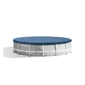 Intex 28032E 15 Foot Round Easy Set Outdoor Backyard Swimming Pool Cover Tarp with Tie-Down Ropes and Drain Holes, (Pool Sold Separately)