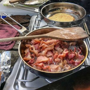 Self Reliance Outfitters Pathfinder Stainless Steel Compact Camp Skillet Frying Pan with Folding Handle and Lid with D-Ring for Camping and Hunting