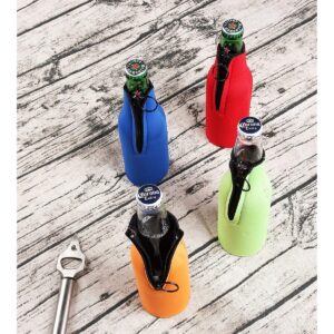 Juvale 4 Pack Beer Bottle Cooler with Zipper, 4 Assorted Colors (2.2 x 7 in)