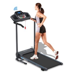 SereneLife SLFTRD20 Bluetooth Smart Digital Folding Treadmill Cardio Machine Home Gym Fitness Equipment with MP3 Player, Incline and Built In Speakers