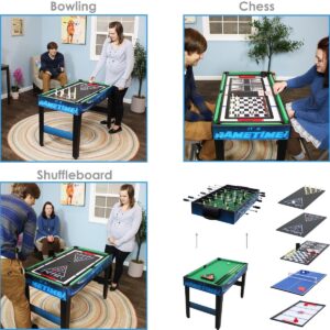 Sunnydaze Indoor Multi-Game Table with Billiards, Push Hockey, Foosball, Ping Pong, Shuffleboard, Chess, Cards, Checkers, Bowling, and Backgammon