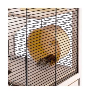 Ferplast Cavie Guinea Pig Cage 57026517US1 HAMSTERVILLE Sturdy Wooden Home Habitat and Cage with Exercise Wheel, Water Bottle, Food Dish, and Hide-Out