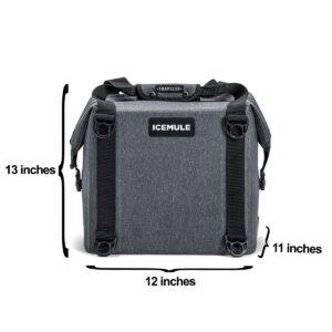 IceMule 1603-SG Traveler Large Foldable Portable Soft Sided Zipper Top 25 Liter 20 Can Lightweight Insulated Waterproof Leak Proof Backpack Cooler Bag