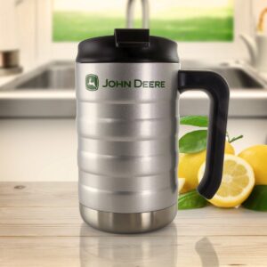 John Deere 17 Ounce Stainless Steel Thermal Travel Mug in Silver