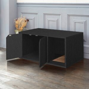 Way Basics Eco Cat Litter Box Enclosure - Black Wood Grain