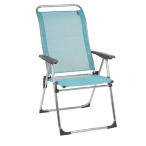 Lafuma Alu Cham Folding, Adjustable 5-Position Reclining Outdoor Mesh Sling Chair for Camping, Beach, Backyard, and Patio, Lac Blue (Set of 4)