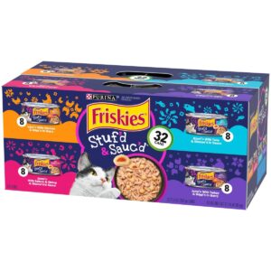 Friskies Stuf'd & Sauc'd Chicken Tuna Turkey Salmon & Shrimp Wet Cat Food - 5.5oz/32ct