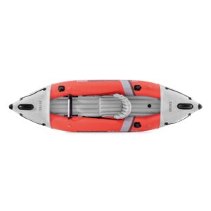 Intex 68303EP Excursion Pro Single Person Inflatable Vinyl Fishing Kayak Set with Aluminum Oar and High Output Pump for Lakes, Rivers and Ocean, Red