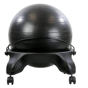 CanDo 30-1796 Backless 22 Inch Plastic Exercise Ball Stool with 4 Locking Caster Wheels for Home Office or Gym, Black