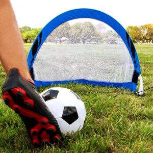 Training Equipment Pair of 6 Foot Pop Up Soccer Goals with Disc Cones, Blue