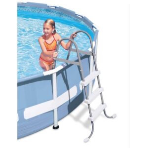 Intex Above Ground Steel Frame Pool Ladder 42-Inch + Protective Pool Ladder Mat
