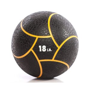 Power Systems Elite Power Textured Rubber 11 Inch Round Exercise Medicine Ball Prime Fitness Training Weight, 18 Pounds, Black/Orange