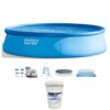 Intex 26175EH 18Ft x 48In Inflatable Easy Set Up Round Above Ground Pool Bundle w/ Cover, Ladder, Filter, and Pool Care 3-Inch Chlorine Tablets, 50 Lb