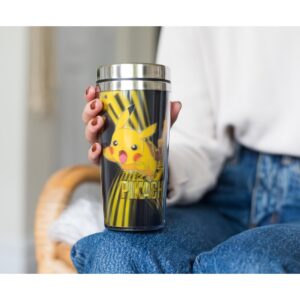Just Funky Pokemon Lenticular Pikachu 16oz Travel Coffee Mug Tumbler w/ Non-Spill Metal Lid