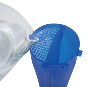 Pet Food Water Bottle 2-in-1 Portable with 2 Collapsible Bowls for Dog Travel Walking Hiking, Blue/Black