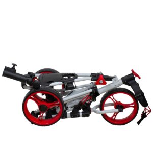 Northlight 48" White and Red Easy Folding 3 Wheel Golf Bag Push Cart