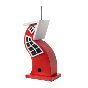 Wind & Weather Handcrafted Made in USA Gray Swaying Surrealist Wooden Birdhouse