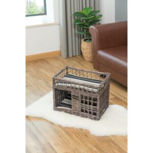 Two-level Willow Pet House with Soft Fabric Cushion For Cat or Dog, Grey