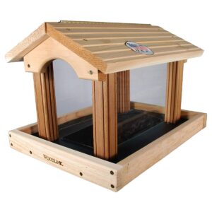 Woodlink 24371 PRO4 Premier Large Capacity Ranch Style Red Cedar Wood Outdoor Bird Seed Feed Feeder, 11 Pound