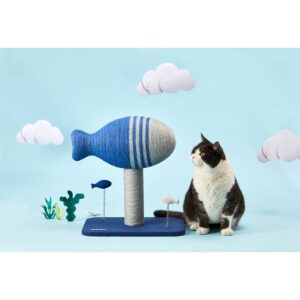 PETKIT Flying Fish Cat Scratcher - White/Blue