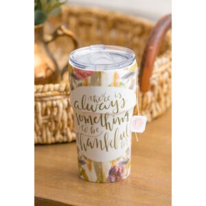 Evergreen Cypress Home Double Wall Ceramic Companion Cup with Tritan Lid, 13 OZ, Autumn Leaves