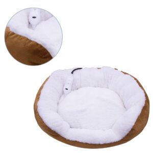 Pet Genius Heated Oval Pet Bed - White and Brown