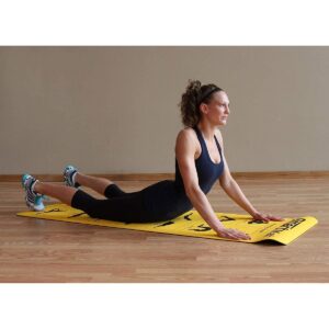 Prism Fitness 6 Millimeter Reversible Smart Mat Home Gym Workout Mat with Core Exercises and Stretching Poses for Yoga, Yellow