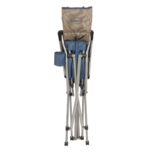 Kamp-Rite KAMPCC153 Soft Padded Hard Arm Outdoor Camping Folding Chair with Cupholder, Blue & Tan