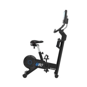 Sportop U80 Indoor Home Workout Bike Stationary Fitness Comfortable Cycler Exercise Machine with 12 Pre Programmed Trainings and Monitor Screen, Black