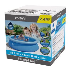 JLeisure Avenli 17806 8 Foot x 25 Inch 2 to 3 Person Capacity Prompt Set Above Ground Kid Inflatable Outdoor Backyard Swimming Pool, Blue (2 Pack)