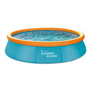 Summer Waves P10012303 12 Foot Wide Quick Set Inflatable Top Ring Kiddie Swimming Pool with Deep Sea Ocean Life Graphics and 3D Goggles, Blue